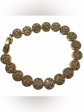 Happy Face Gold Bracelet with Pavé Crystals
